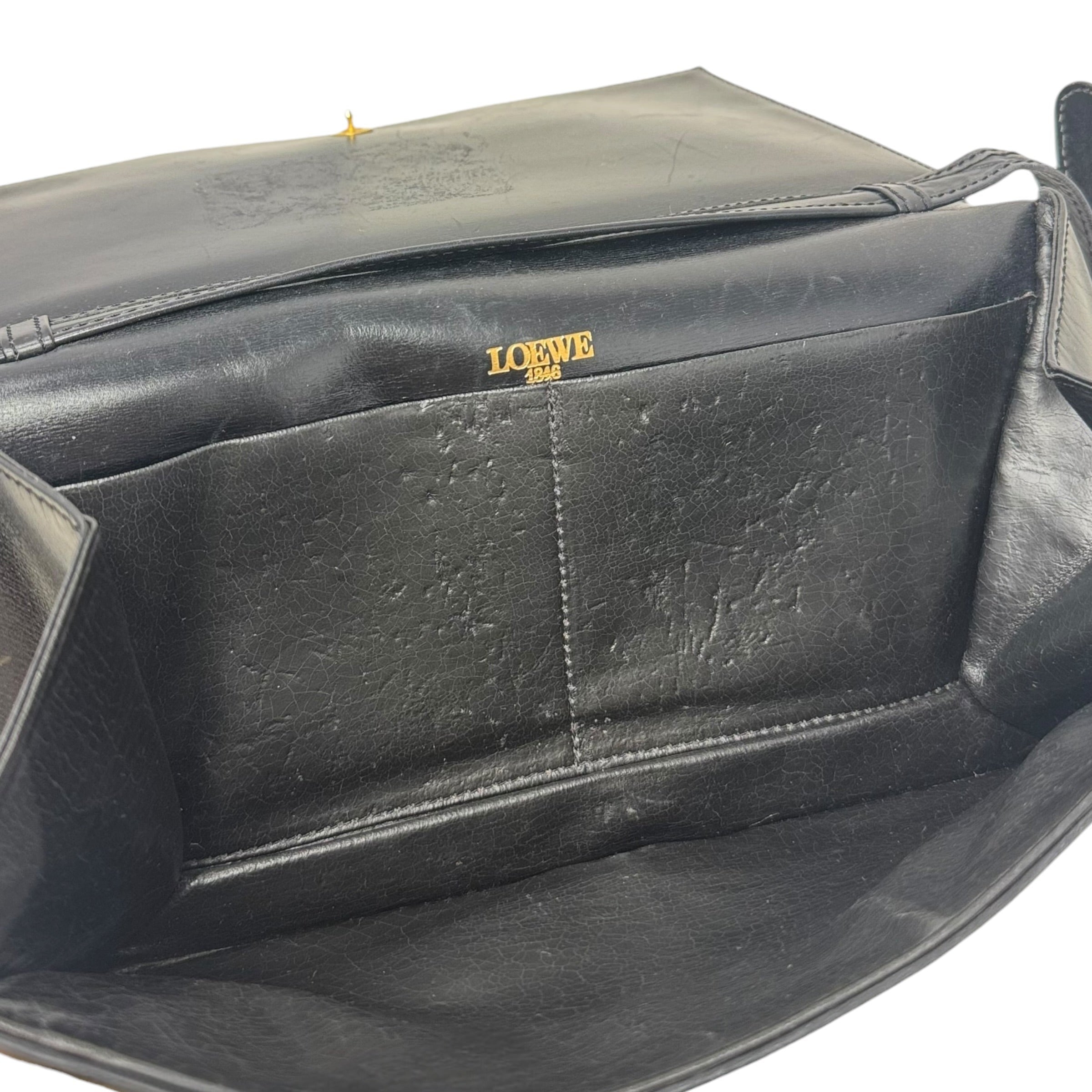 AS IS Vintage Leather Flap Shoulder Bag Luxury Designer By Loewe, Size: Small