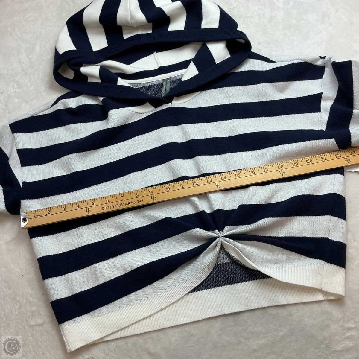 Sweatshirt Hoodie By Anthropologie In Blue & White, Size: L