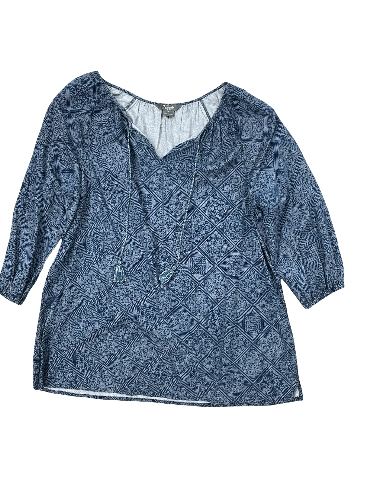 Top 3/4 Sleeve By Natural Reflections In Blue, Size:L