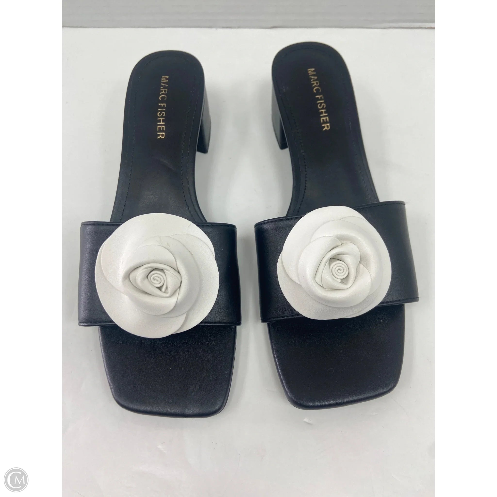 Sandals Heels Block By Marc Fisher In Black, Size: 7.5