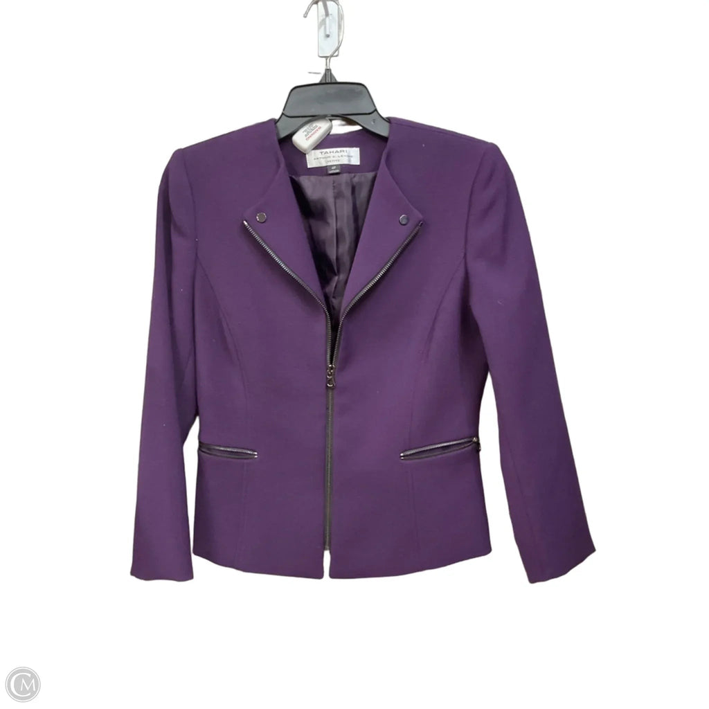 Jacket Moto By Tahari By Arthur Levine In Purple, Size: 4p
