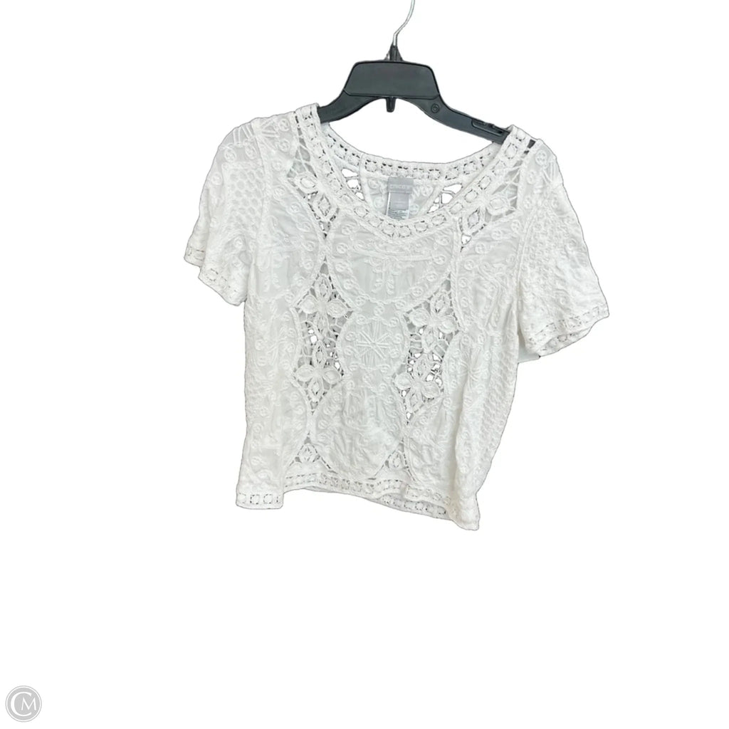 Top Short Sleeve By Chicos In White, Size: S