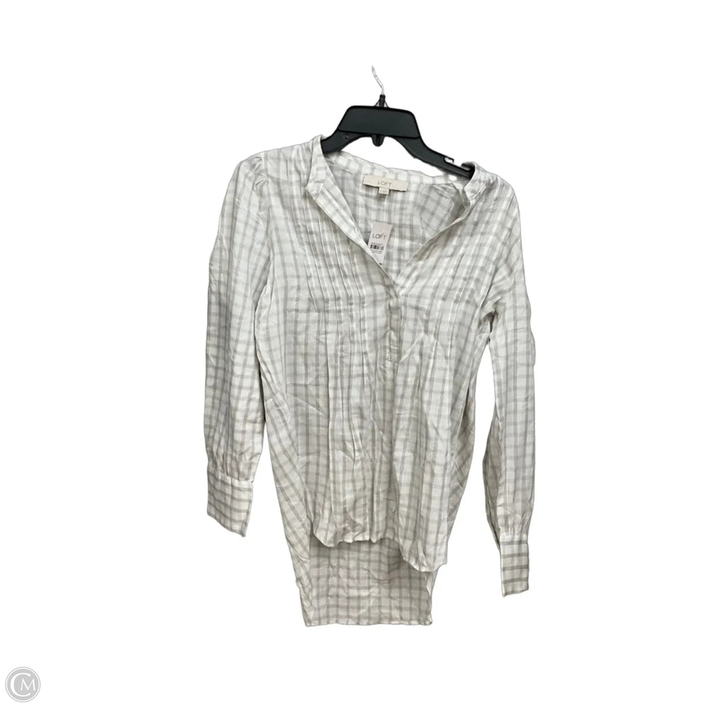 Top Long Sleeve By Loft In Plaid Pattern, Size: S