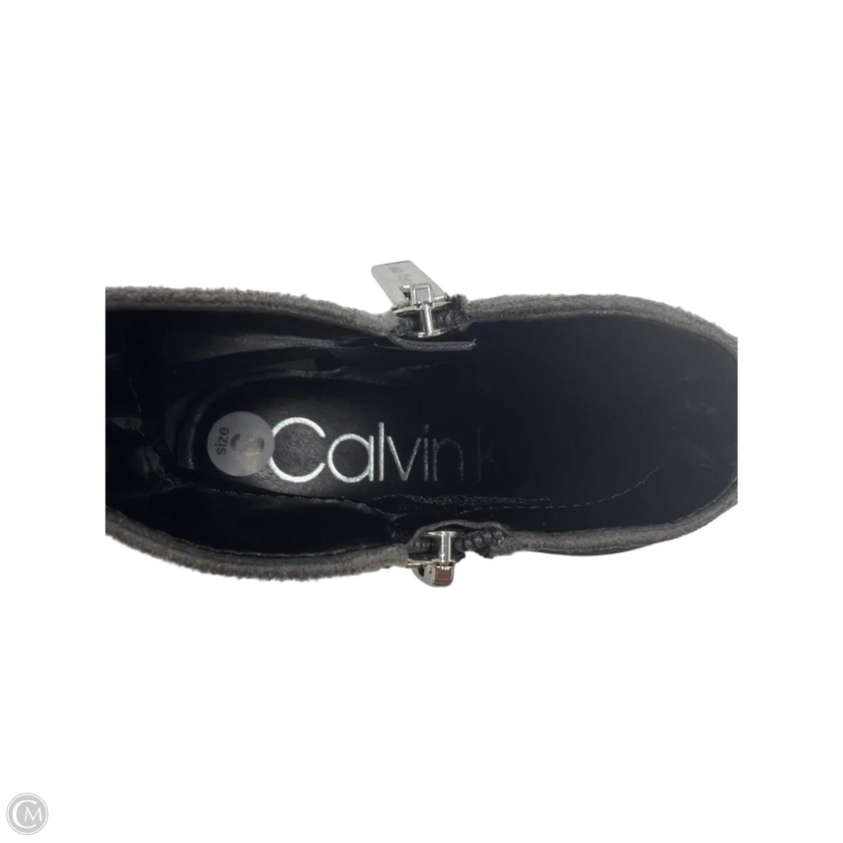Boots Ankle Heels By Calvin Klein In Grey, Size: 6