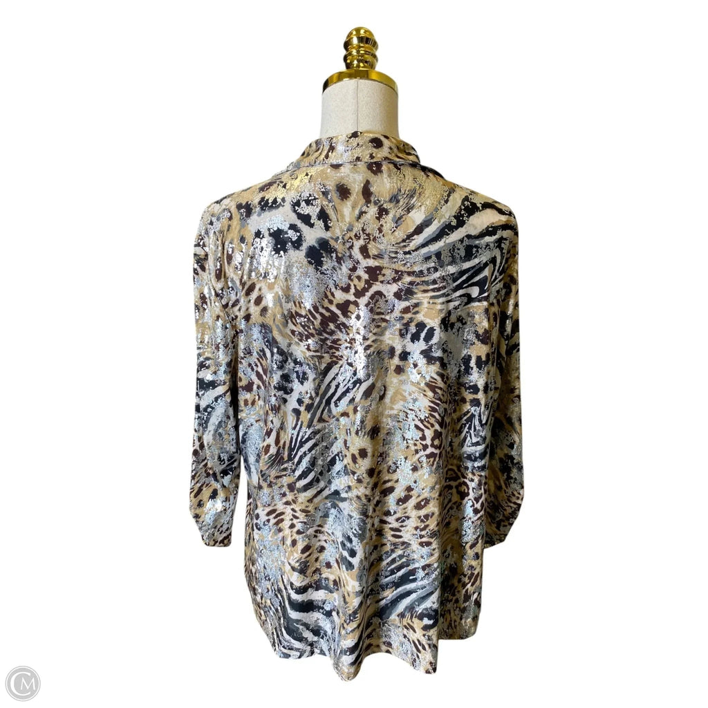 Top 3/4 Sleeve By Emily Daniels In Animal Print, Size: Xl