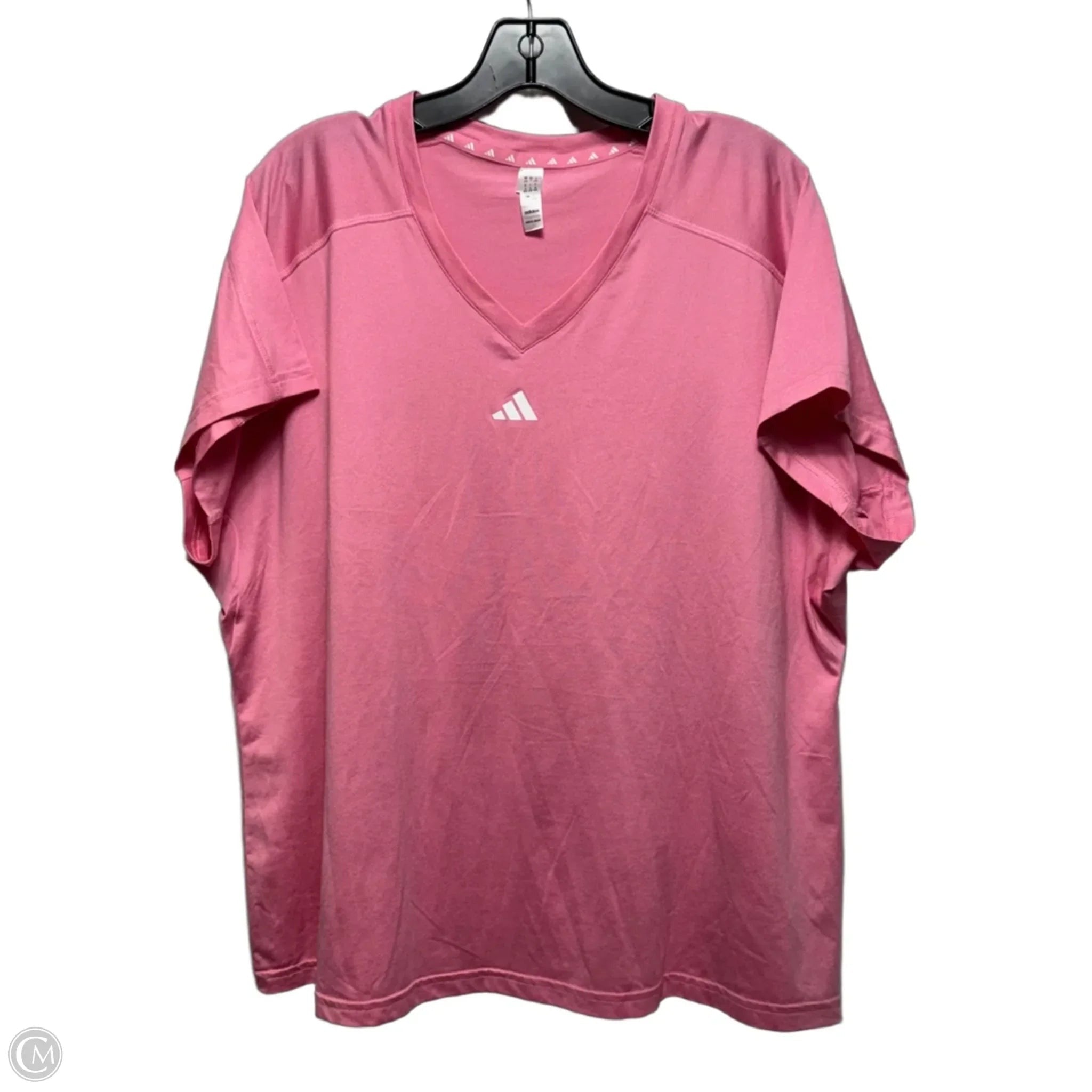 Athletic Top Short Sleeve By Adidas In Pink, Size: 2x
