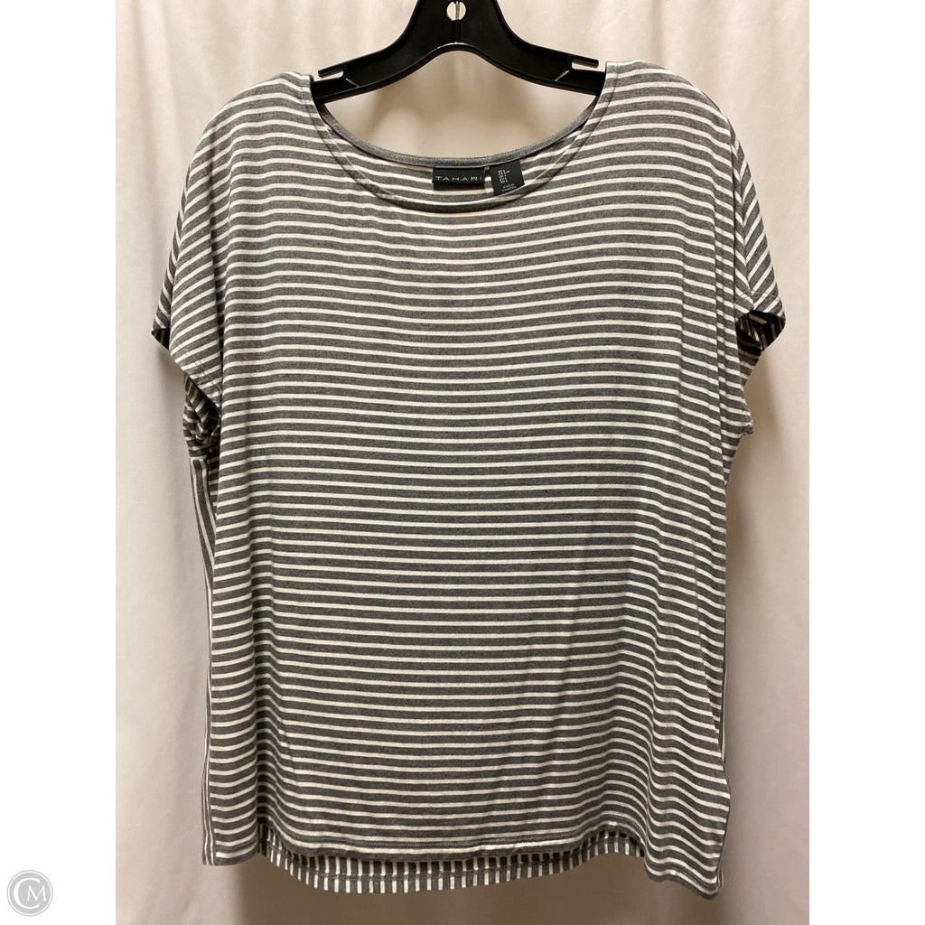 Top Short Sleeve By Tahari In Grey, Size: L