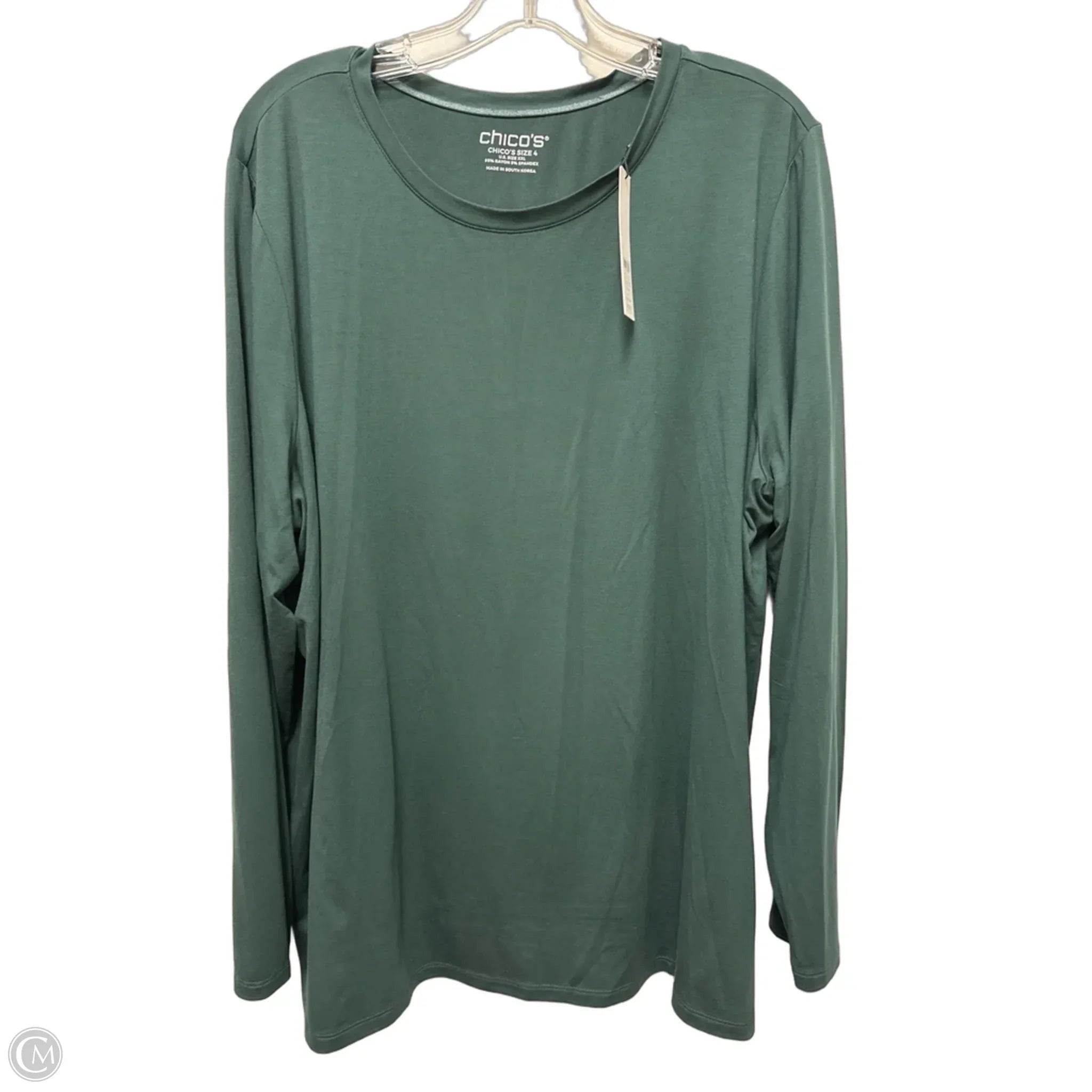 Top Long Sleeve By Chicos In Green, Size: 1x