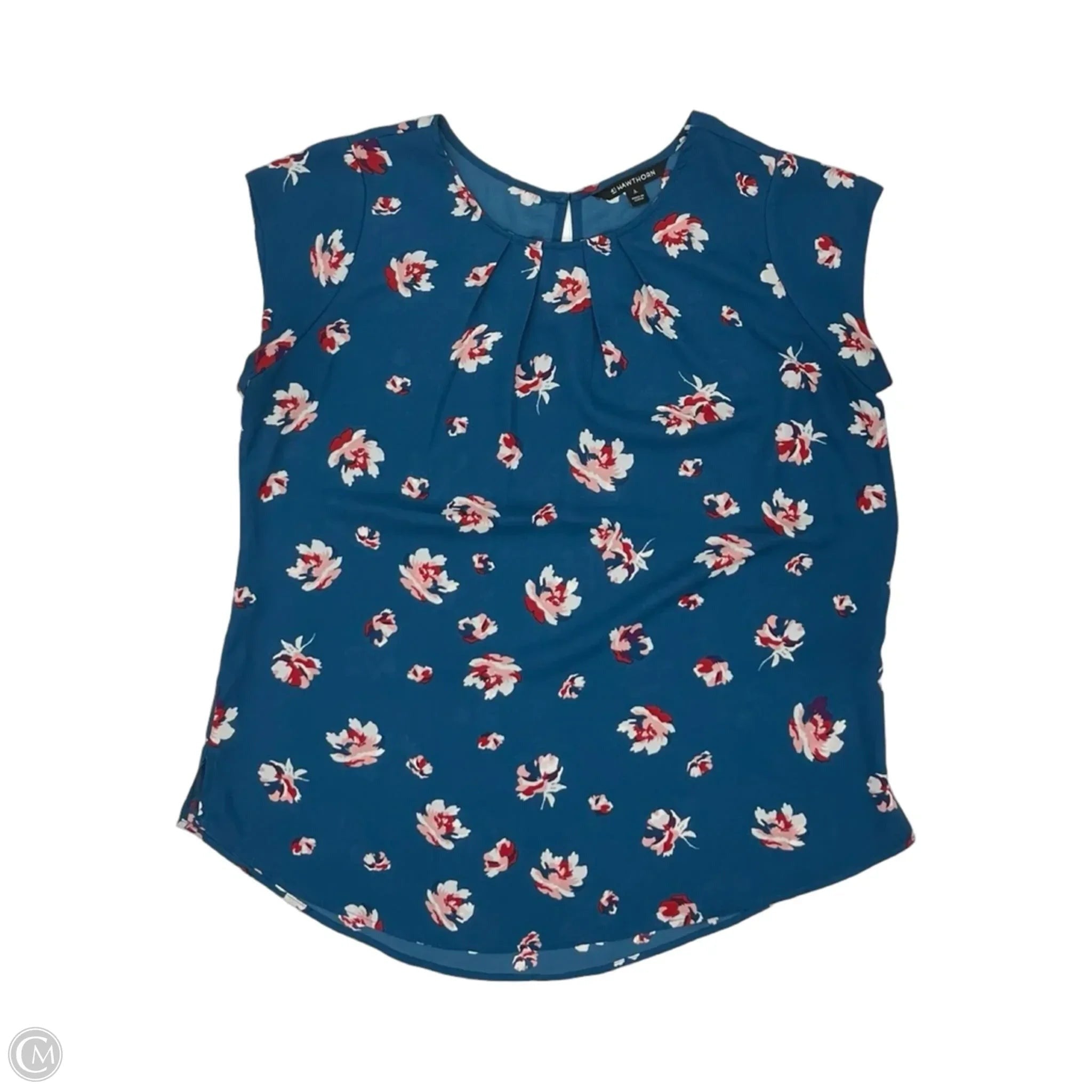 Blouse Short Sleeve By 41 Hawthorn In Blue & Red, Size: L