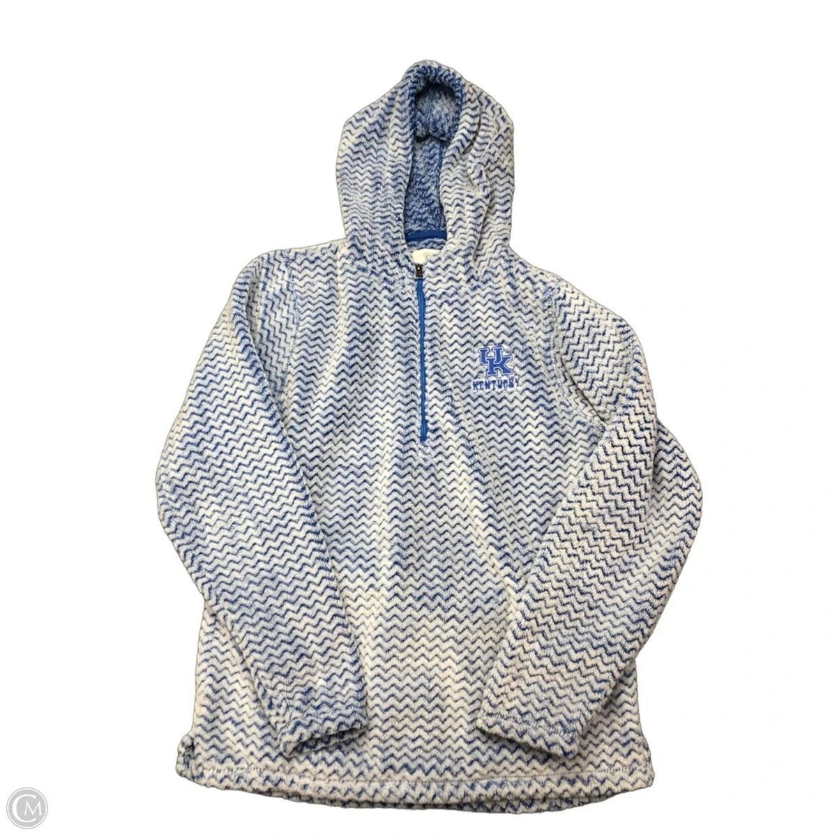 Sweatshirt Hoodie By Top Of The World In Blue & White, Size: S
