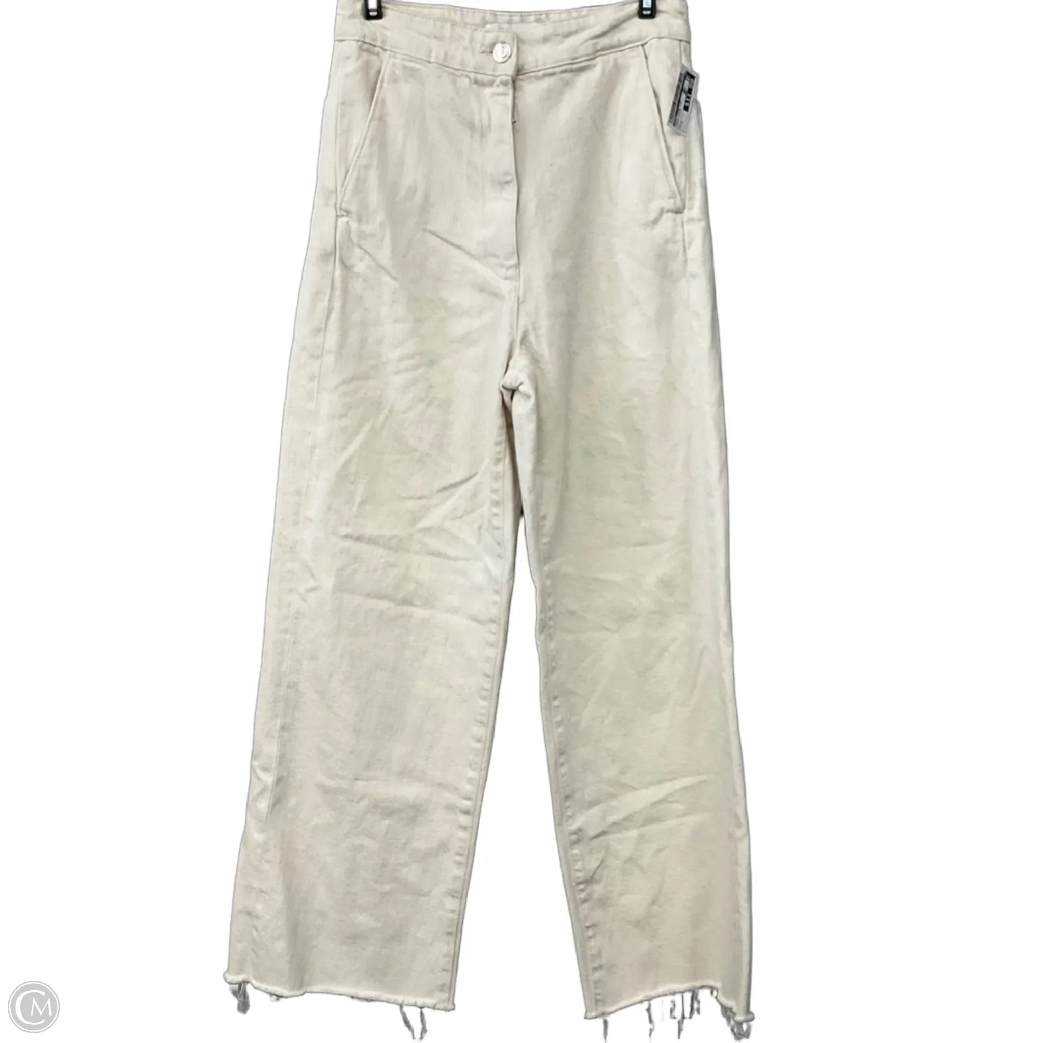 Pants Wide Leg By Zara In Cream Denim, Size: 2