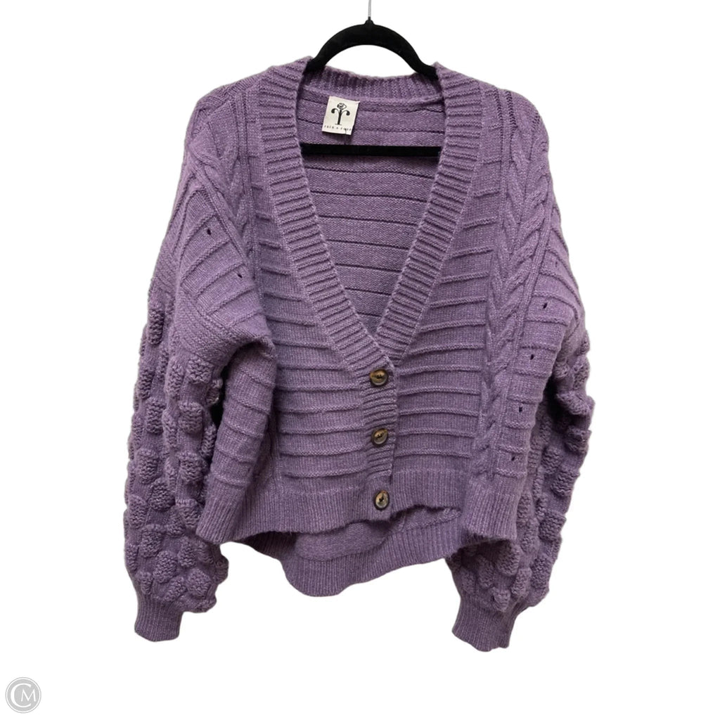 Sweater Cardigan By Clothes Mentor In Purple, Size: L