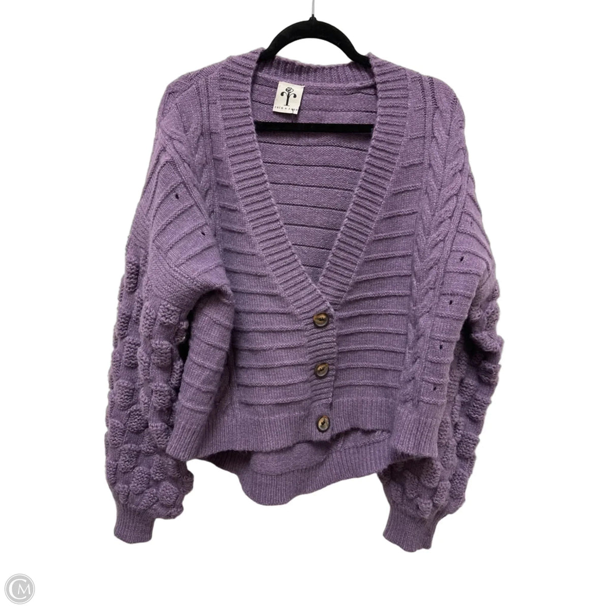 Sweater Cardigan By Clothes Mentor In Purple, Size: L