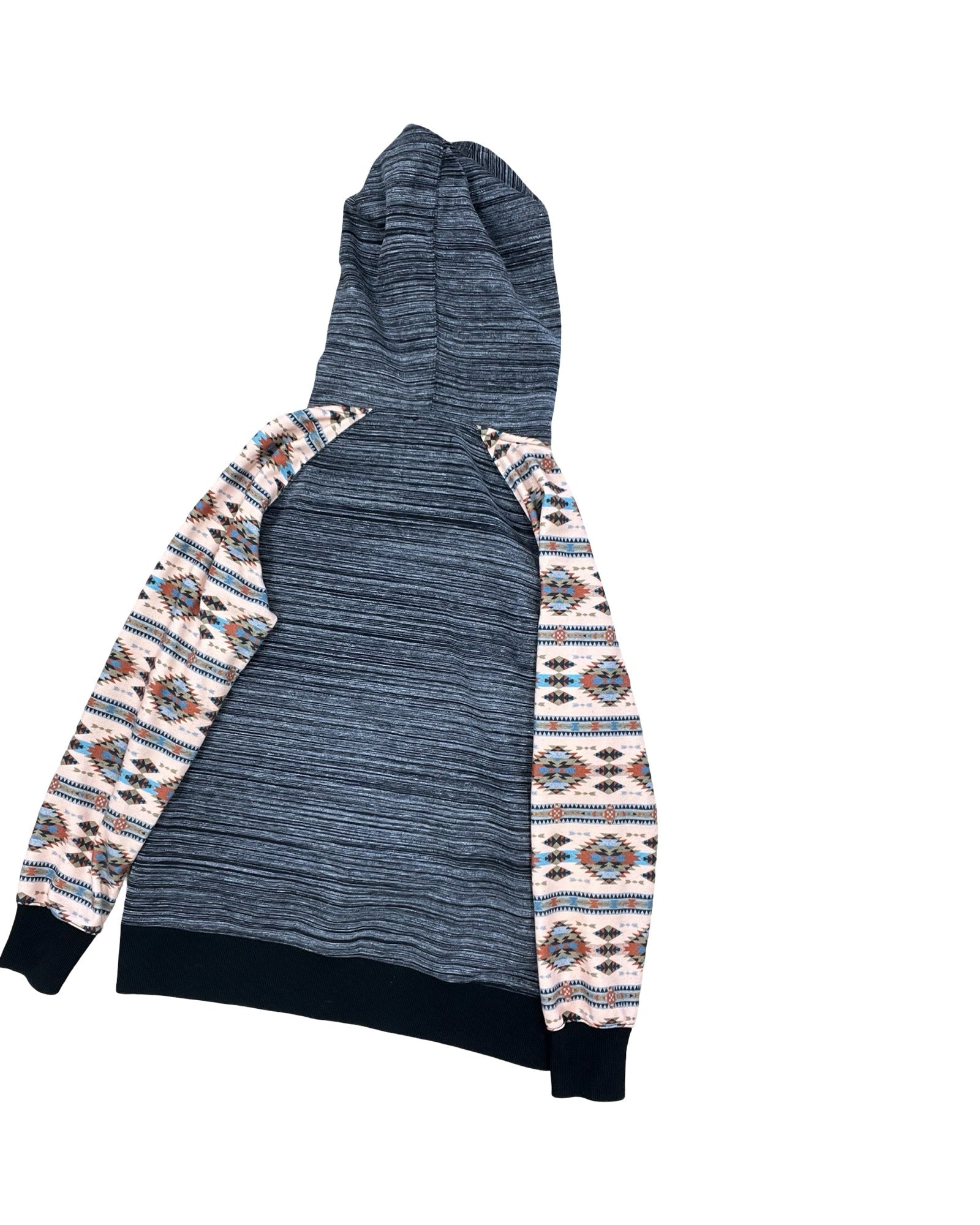 Sweatshirt Hoodie By Clothes Mentor In Grey & Orange, Size:M