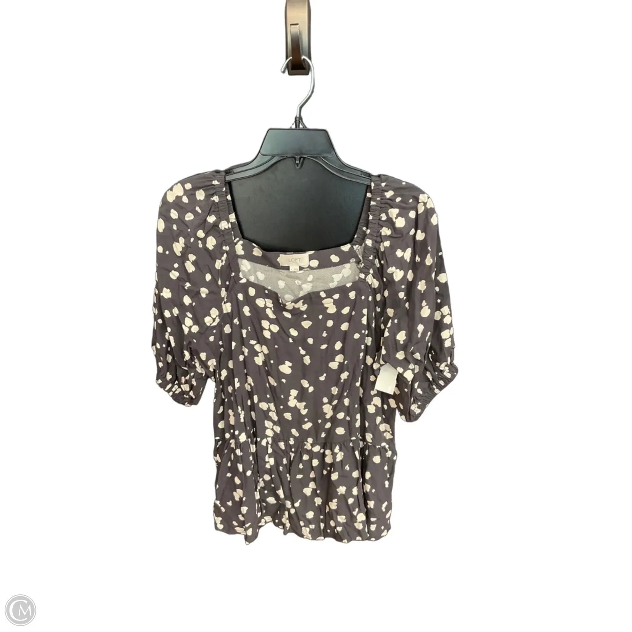 Top Short Sleeve By Loft In Polkadot Pattern, Size: L