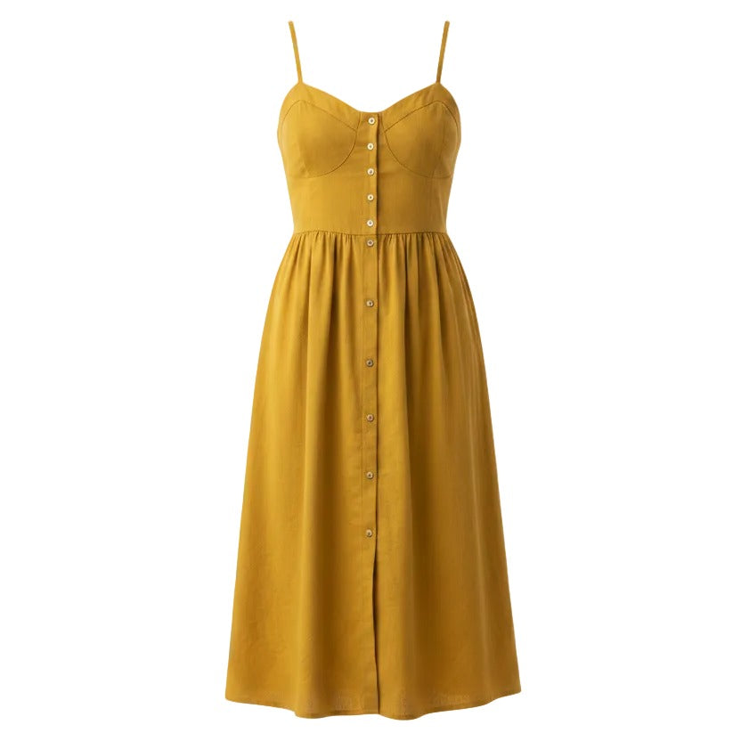 Eve Linen Dress By Rollas In Yellow, Size: 10