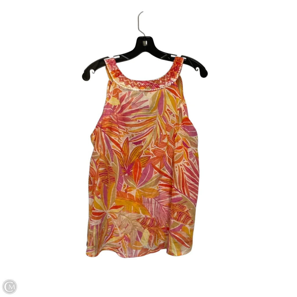 Top Sleeveless By C And C In Orange & Pink, Size: L