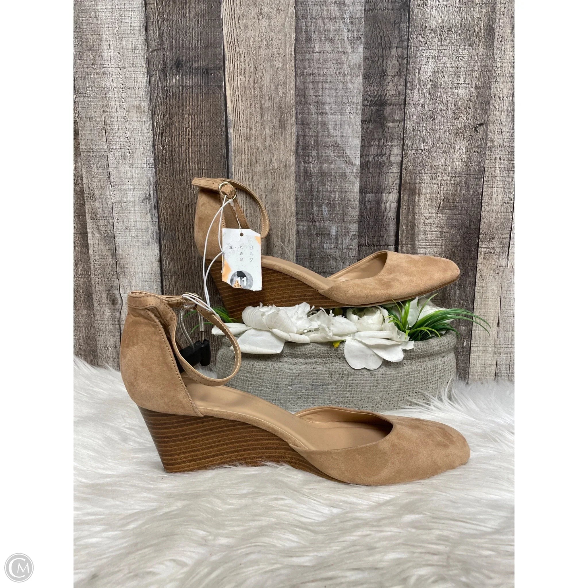 Shoes Heels Wedge By A New Day In Tan, Size: 11