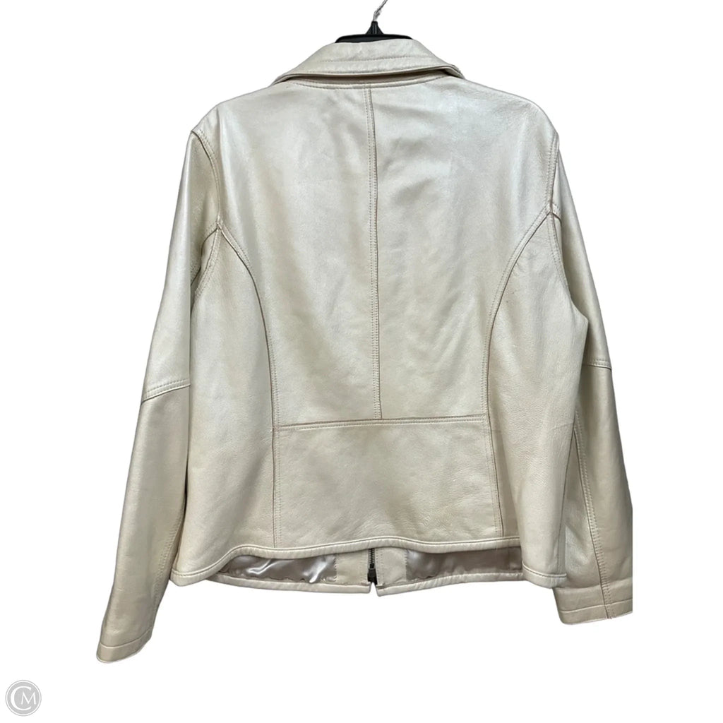 Jacket Leather By Chicos In White, Size: Xl
