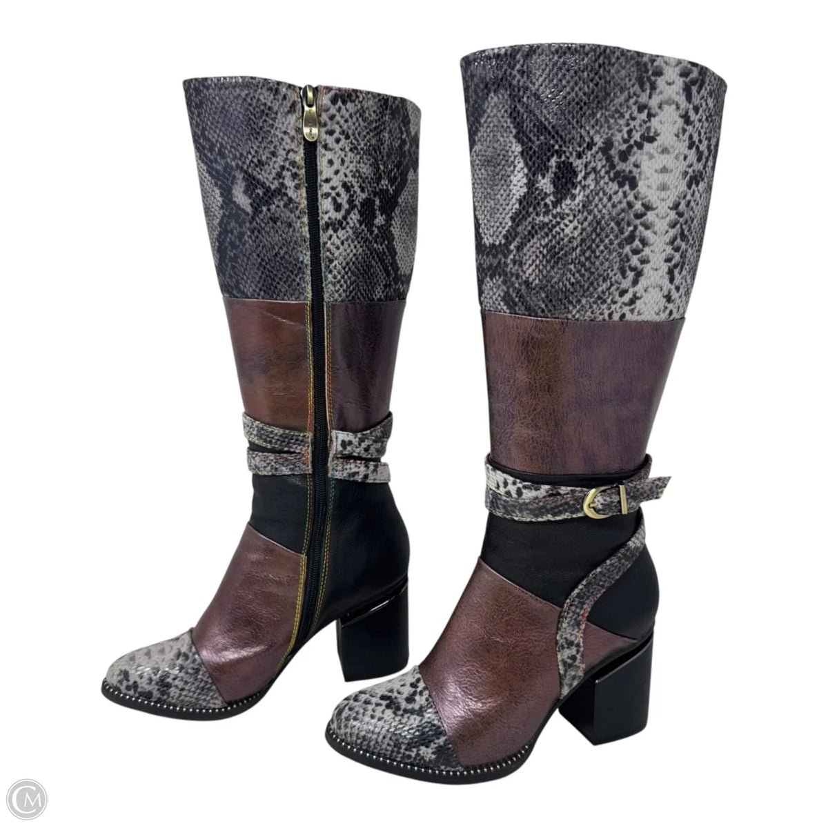 Exguisitie Boots Knee Heels By Spring Step In Snakeskin Print, Size: 37