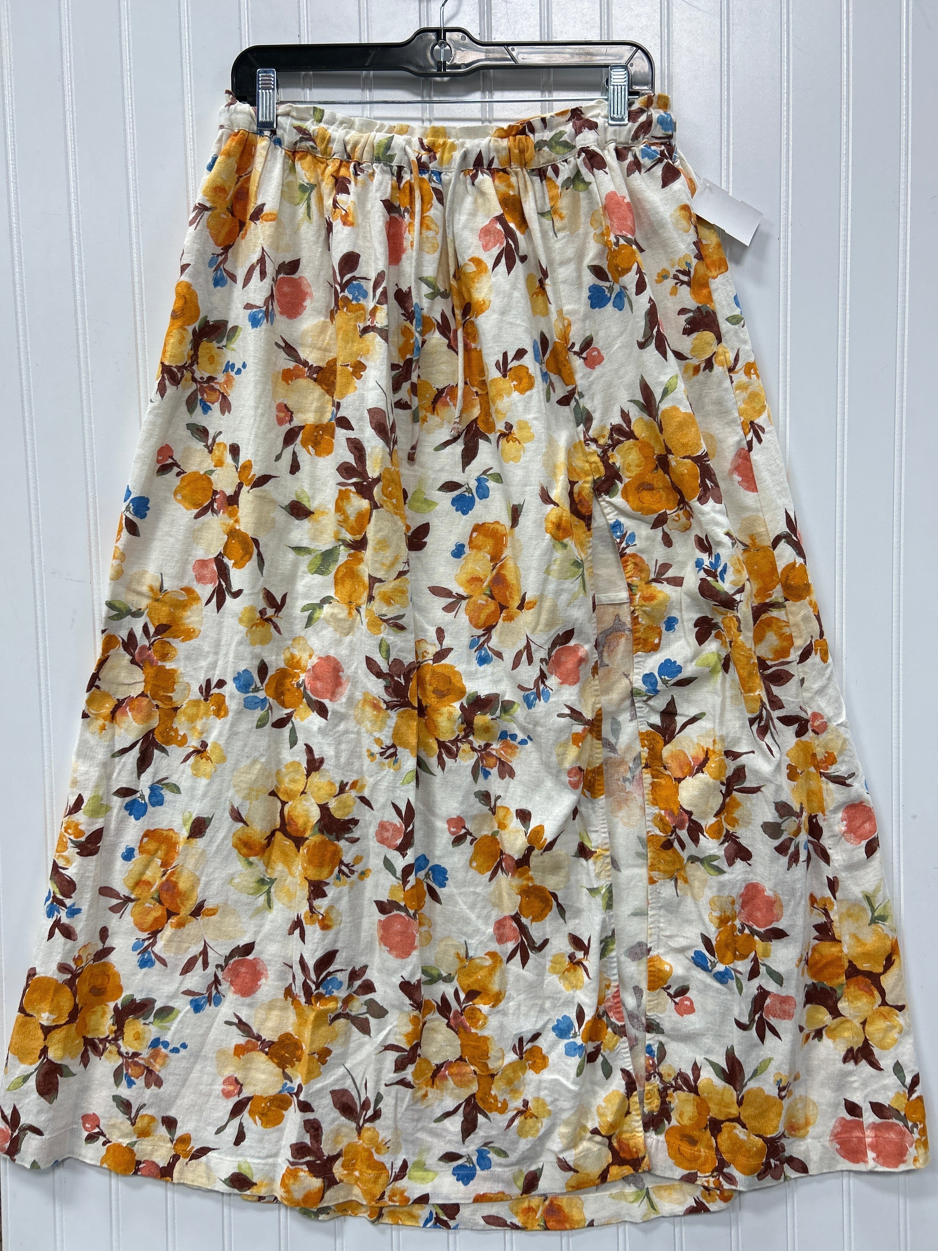 Skirt Maxi By Abercrombie And Fitch In White & Yellow, Size:M