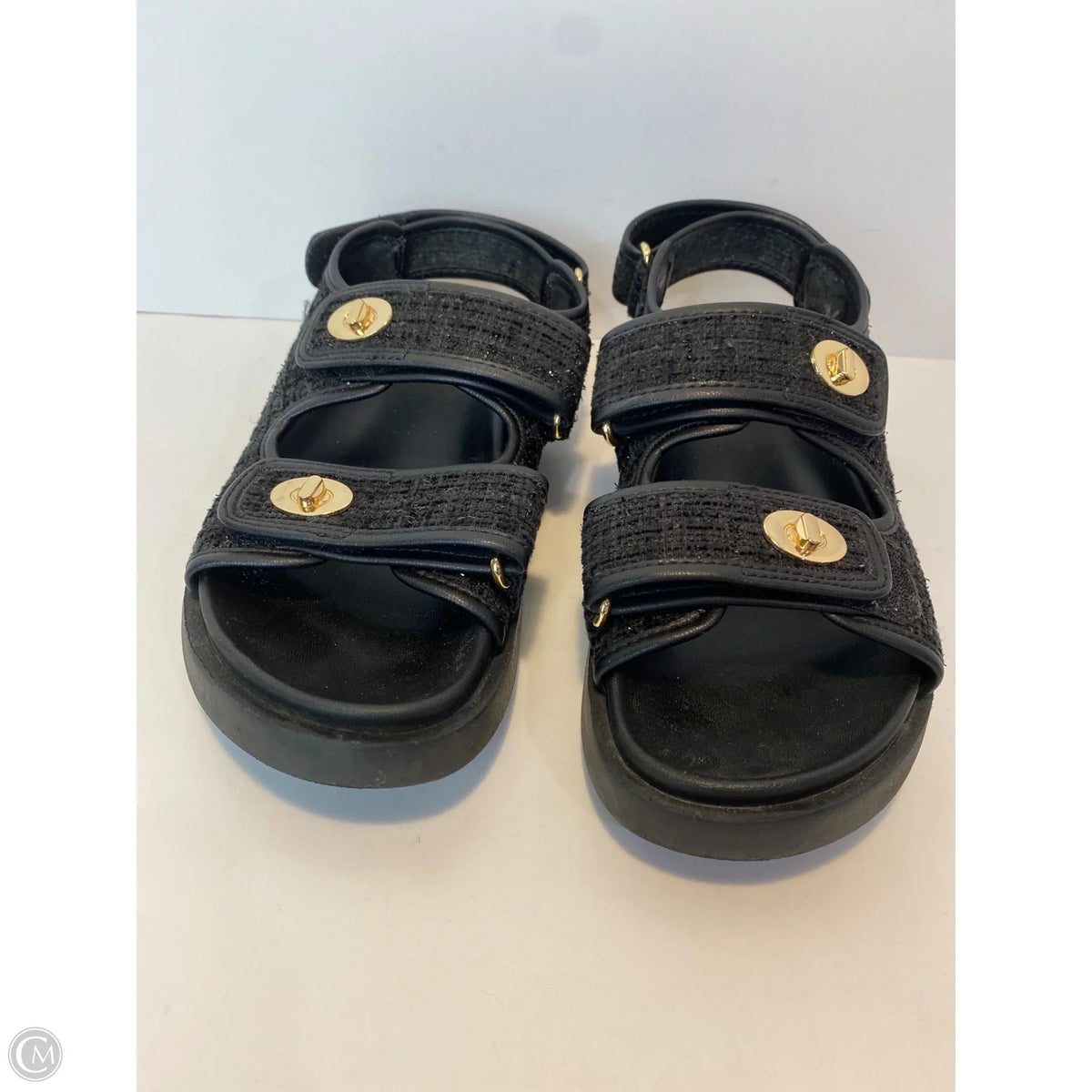 Sandals Flats By H&m In Black, Size: 7.5