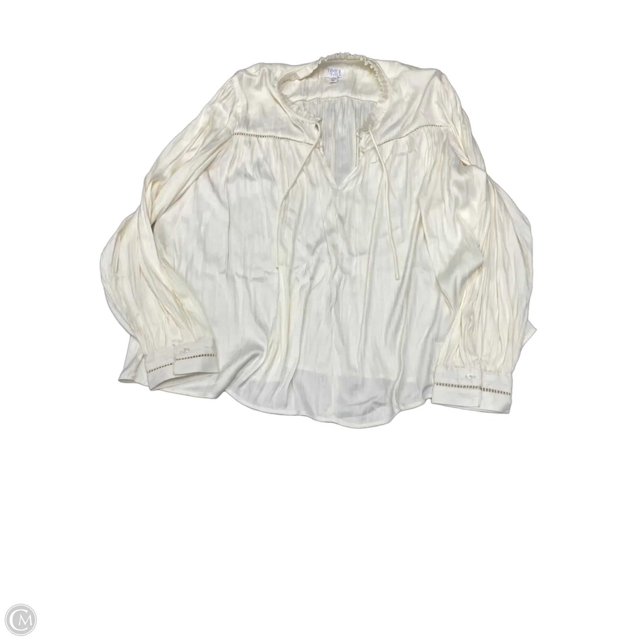 Blouse Long Sleeve By Time And Tru In Cream, Size: Xl