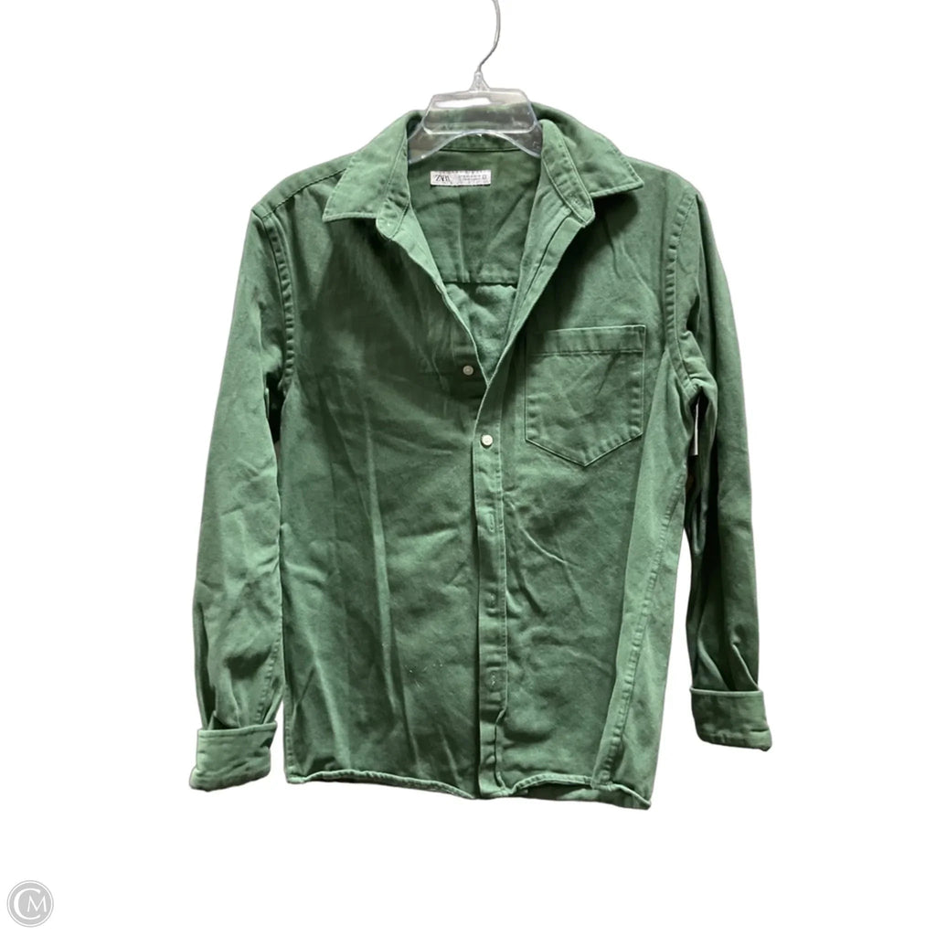 Blouse Long Sleeve By Zara In Green, Size: S