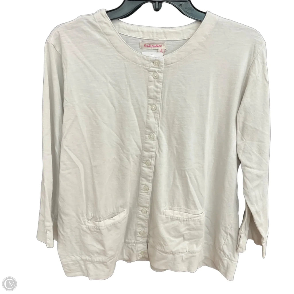 Sweater Cardigan By Fresh Produce In Taupe, Size: Xl