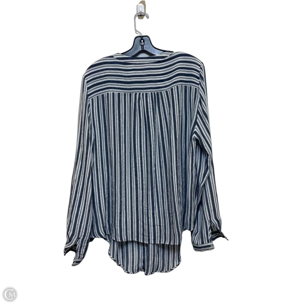 Top Long Sleeve By Hope & Harlow In Blue & White, Size: Xl