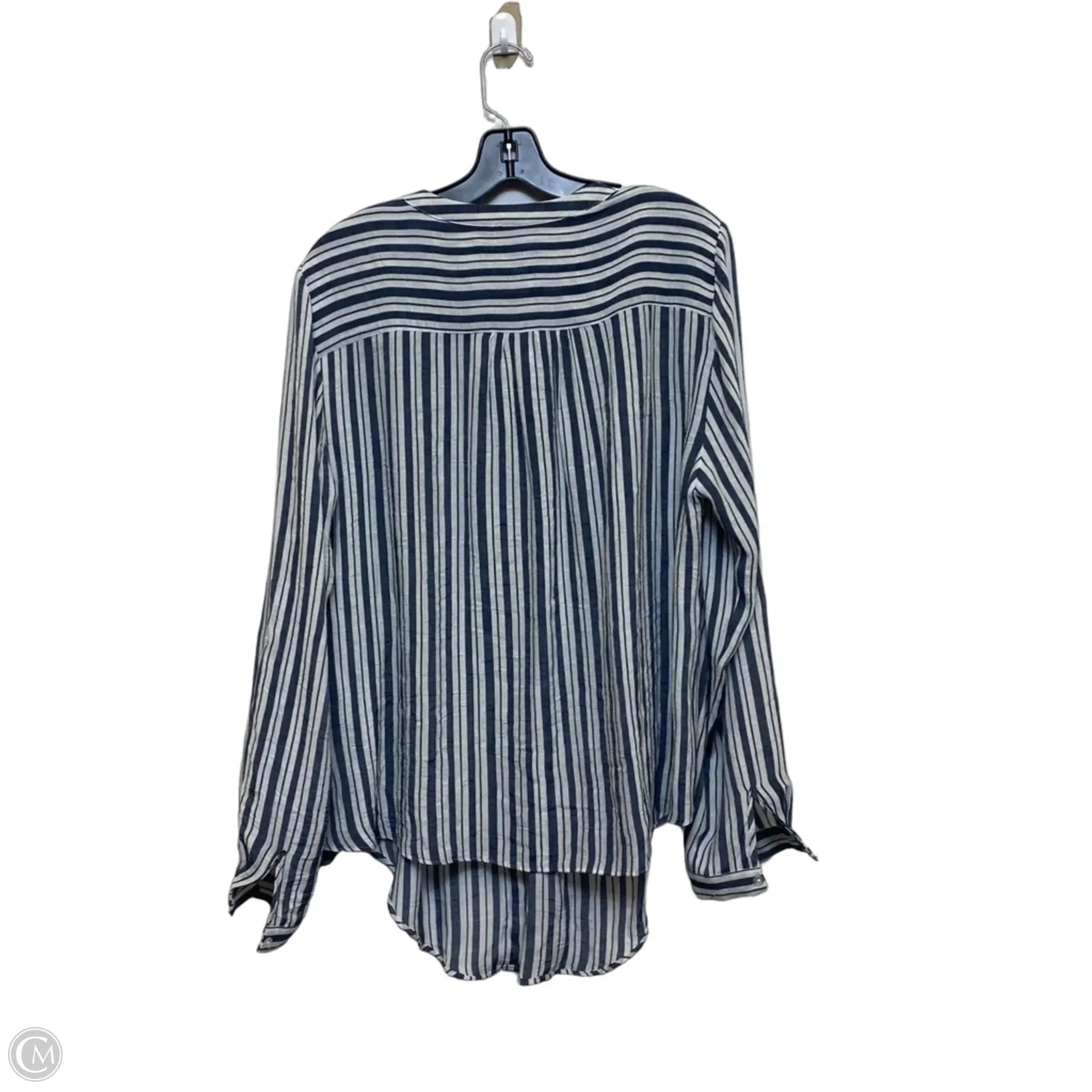 Top Long Sleeve By Hope & Harlow In Blue & White, Size: Xl