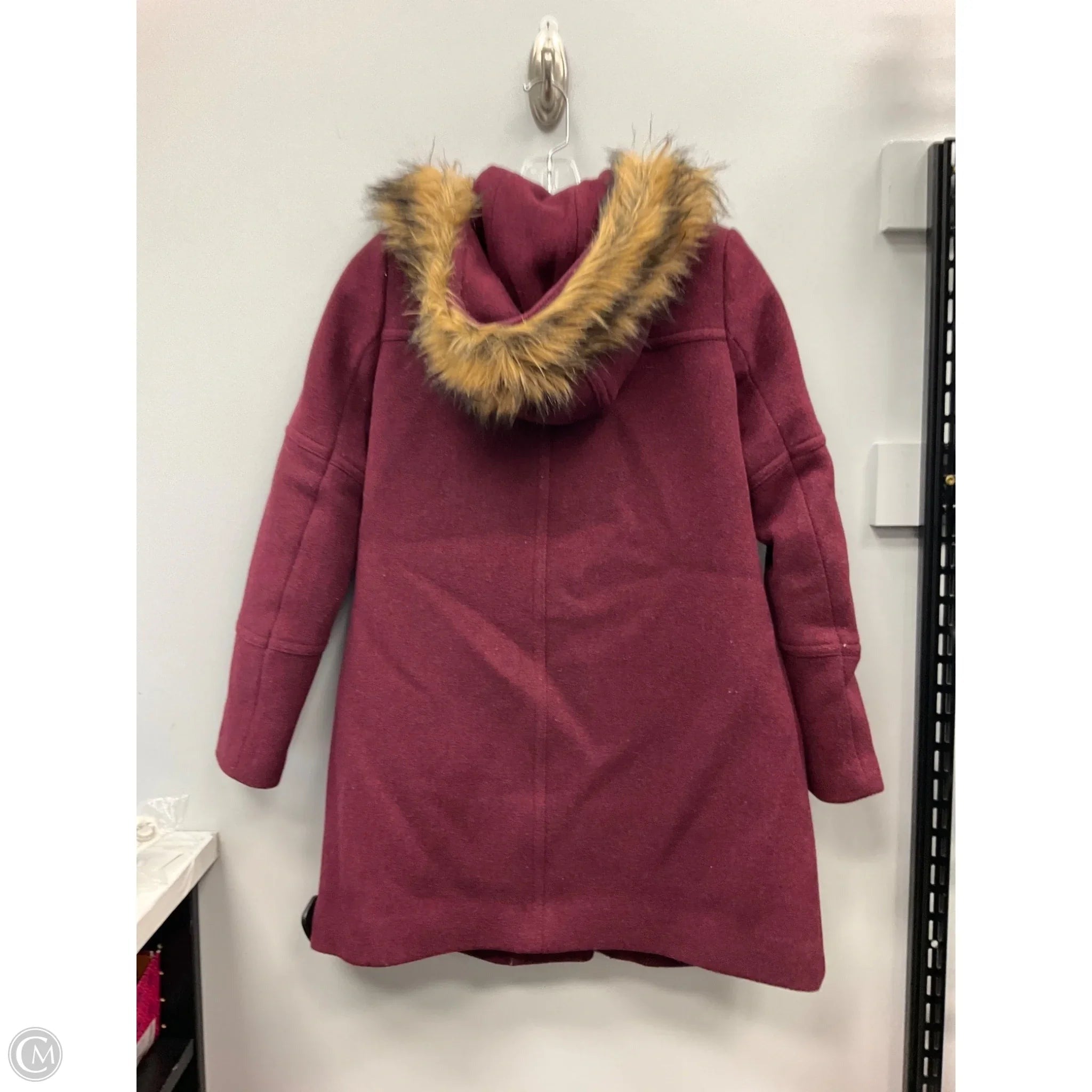 Coat Faux Fur & Sherpa By J. Crew In Maroon, Size: 0