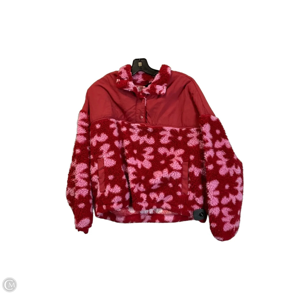 Jacket Faux Fur & Sherpa By Pacsun In Pink & Red, Size: S