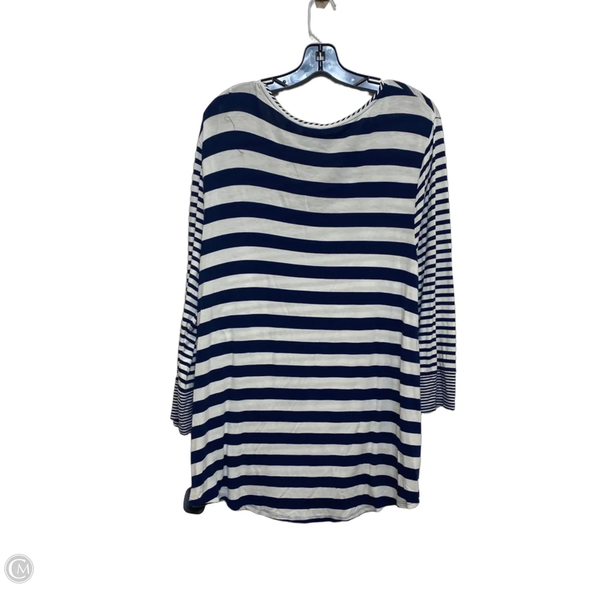 Top Long Sleeve By Chicos In Blue & White, Size: L