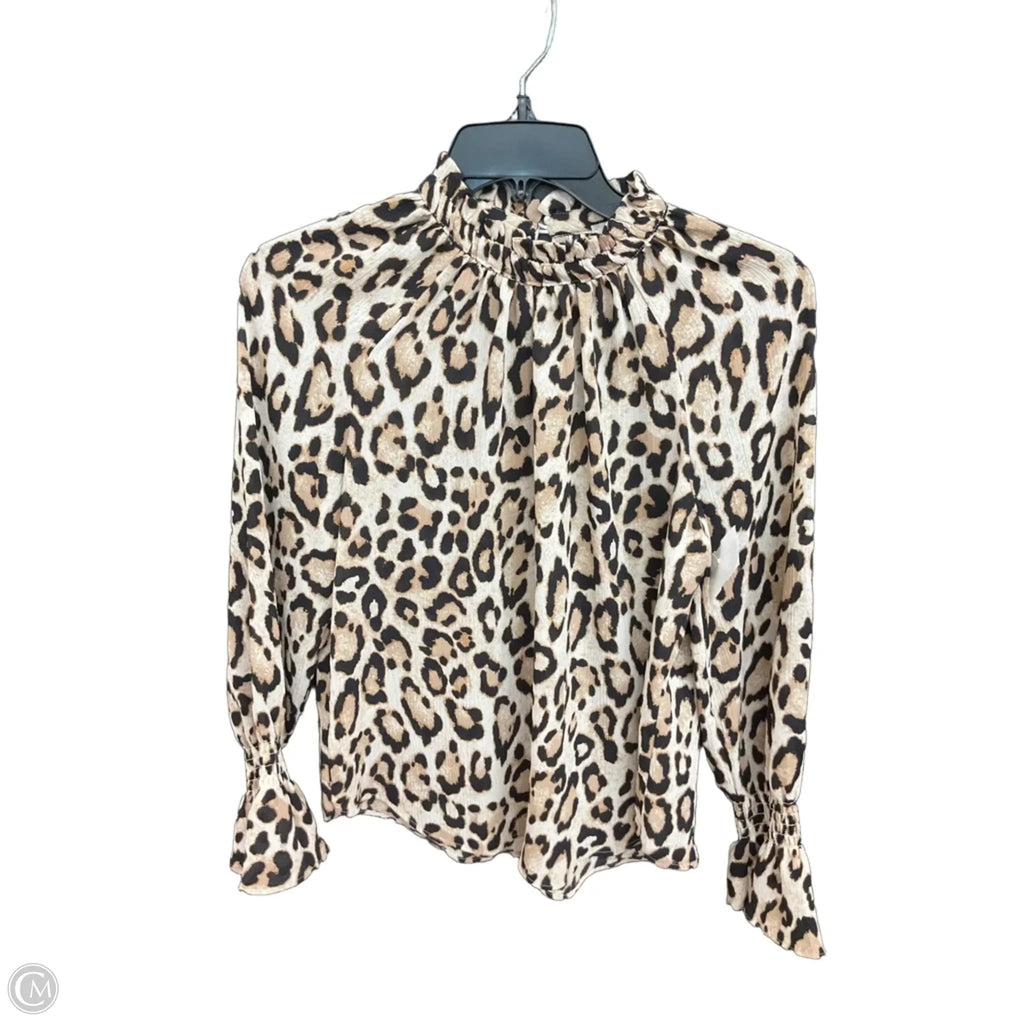 Blouse Long Sleeve By Loft In Animal Print, Size: Xsp