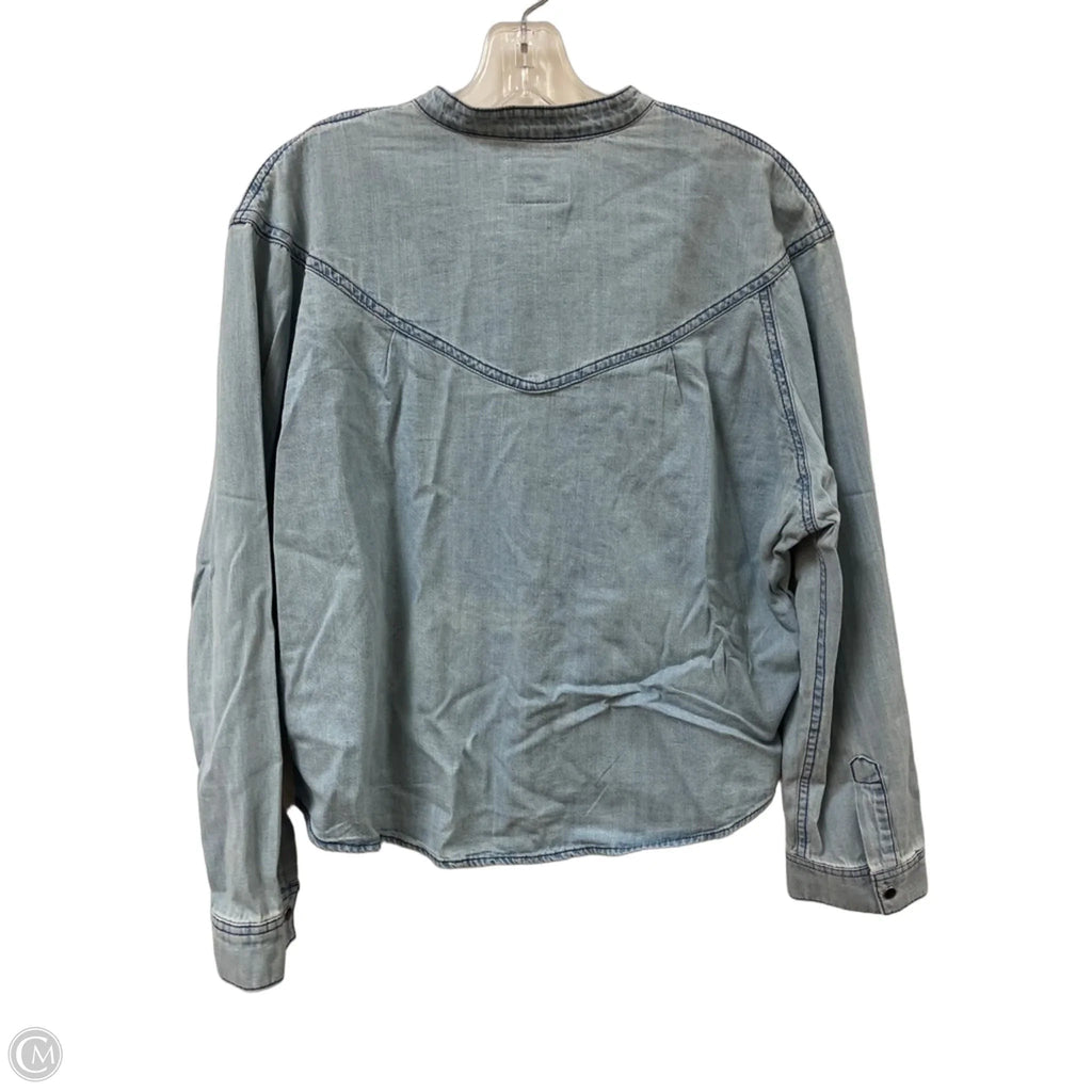 Blouse Long Sleeve By Wrangler In Blue Denim, Size: M