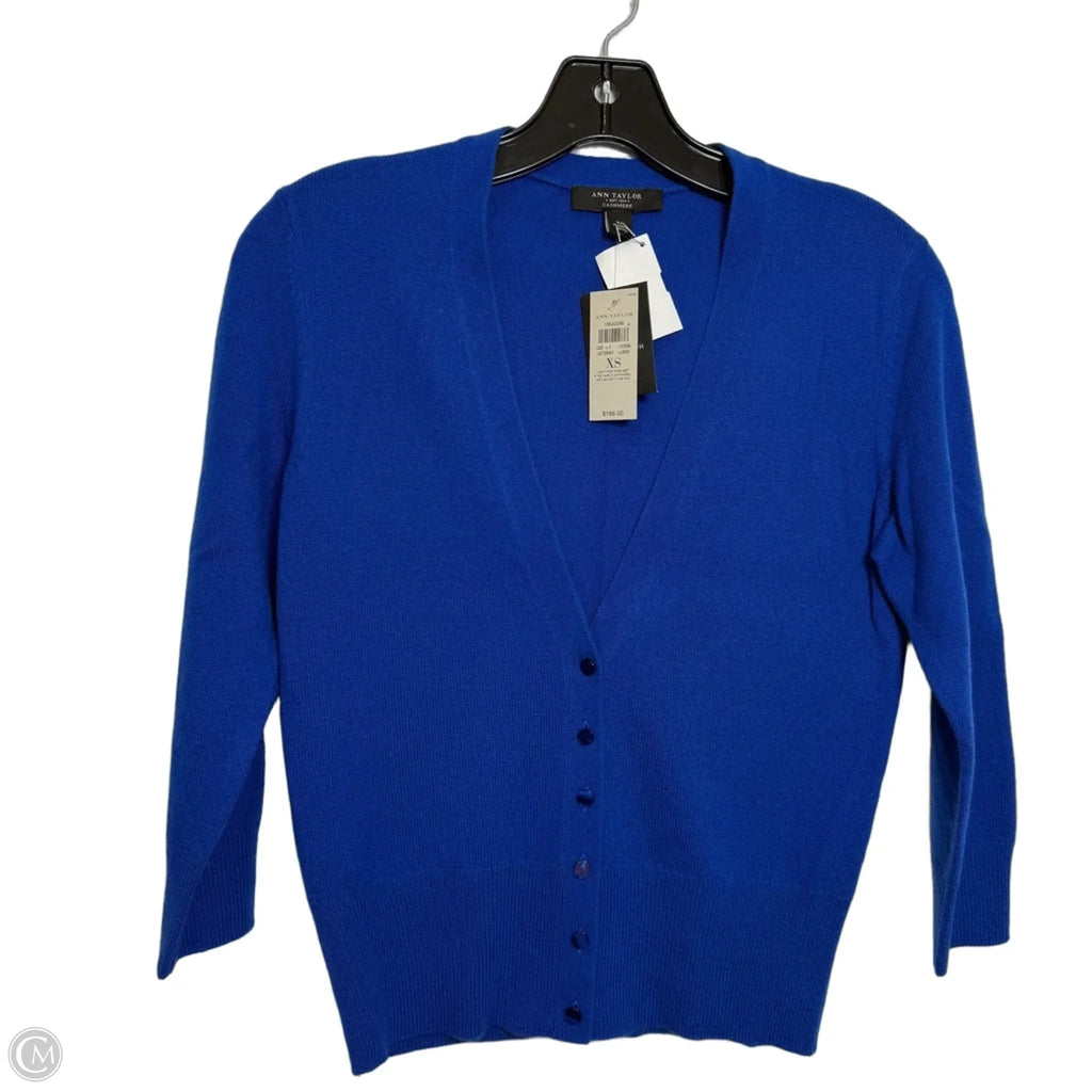 Sweater Cardigan Cashmere By Ann Taylor In Blue, Size: Xs
