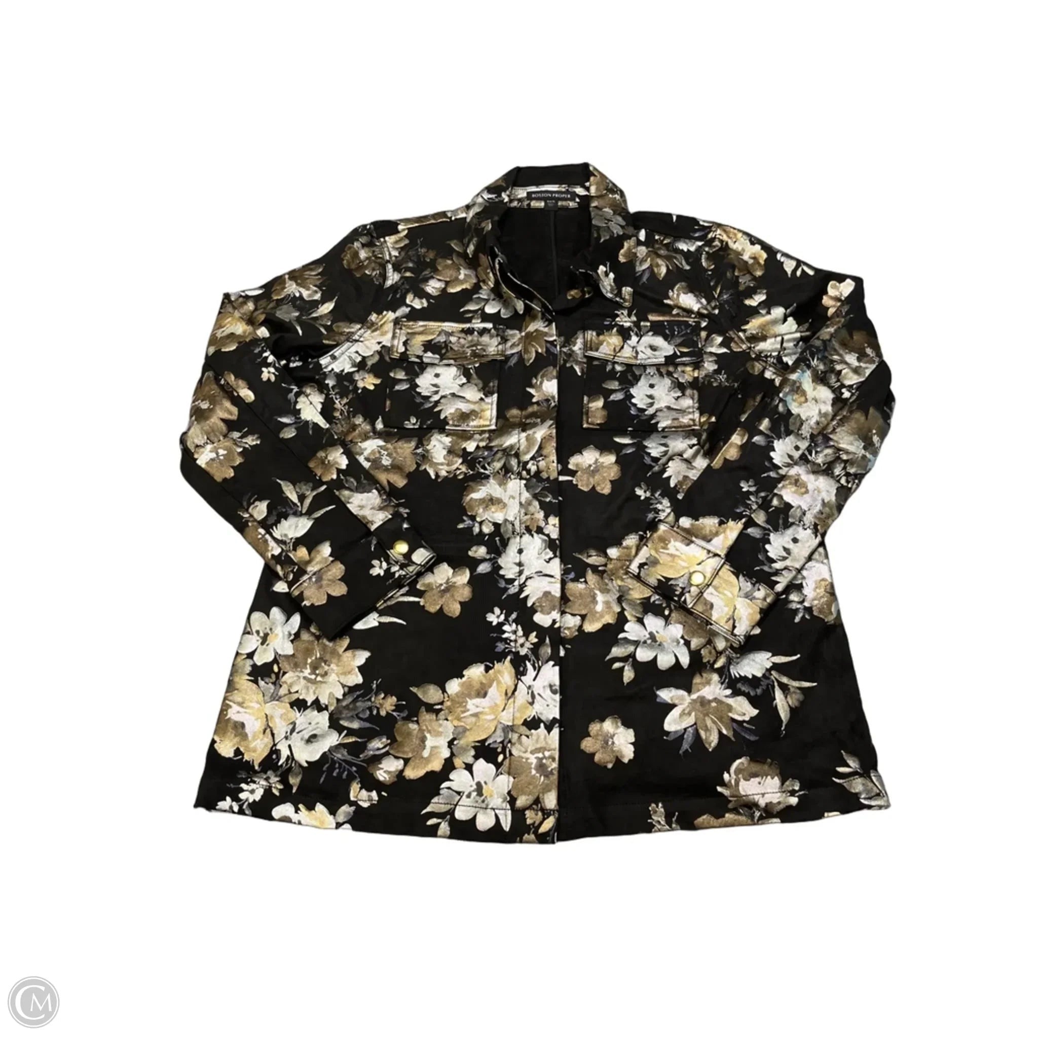 Jacket Moto By Boston Proper In Floral Print, Size: Xl