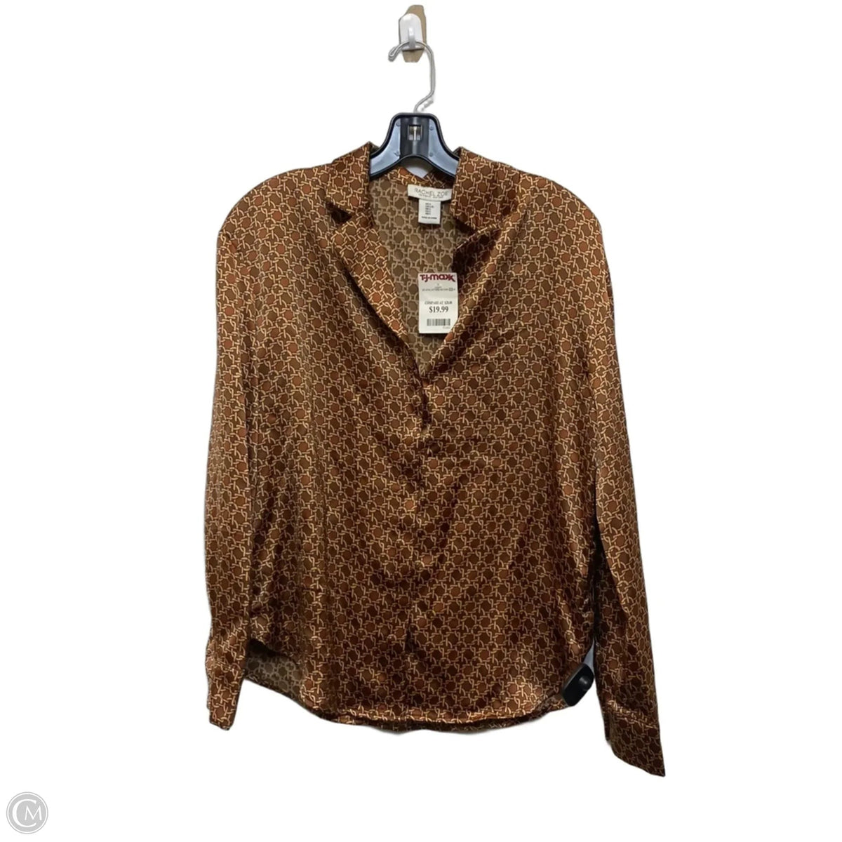 Blouse Long Sleeve By Rachel Zoe In Brown & Tan, Size: L
