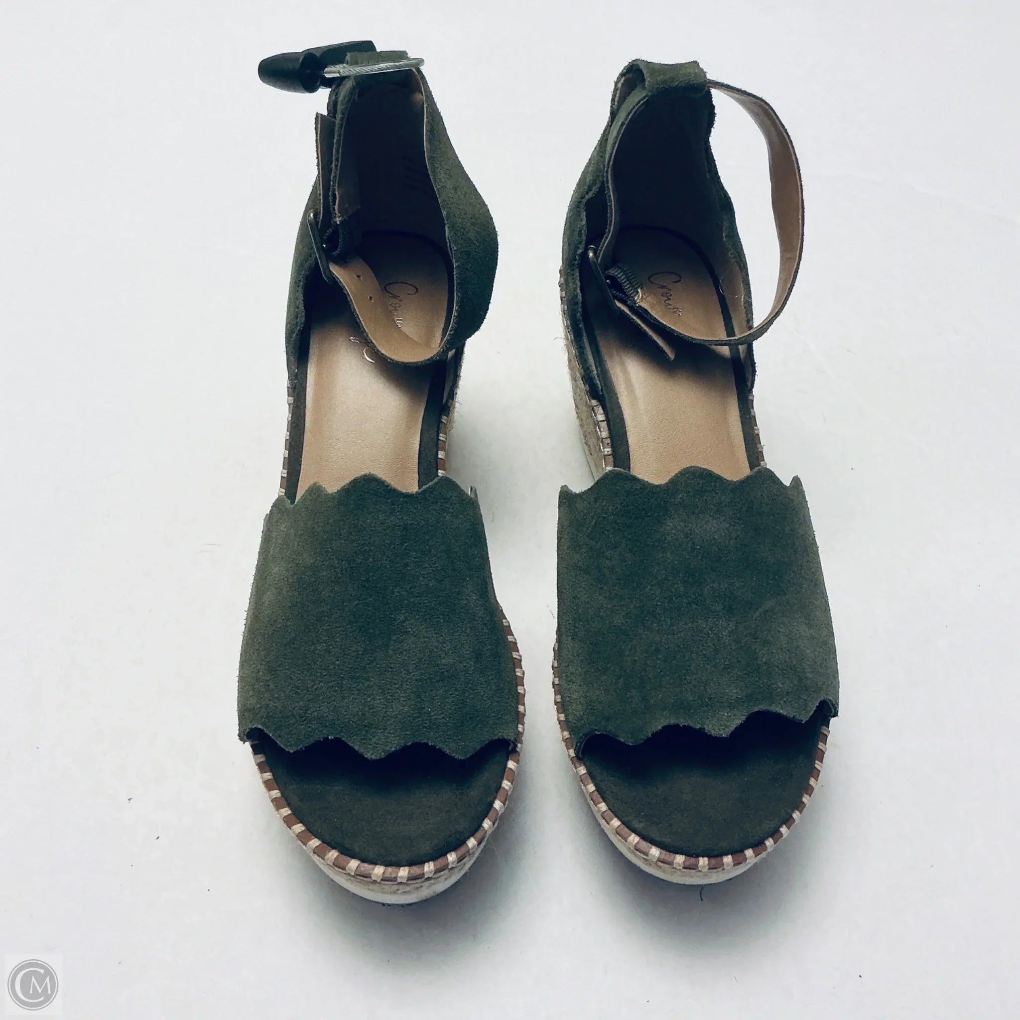 Sandals Heels Wedge By Crown Vintage In Green, Size: 8.5