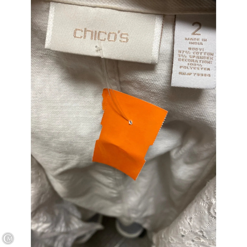 Jacket Denim By Chicos In White Denim, Size: L