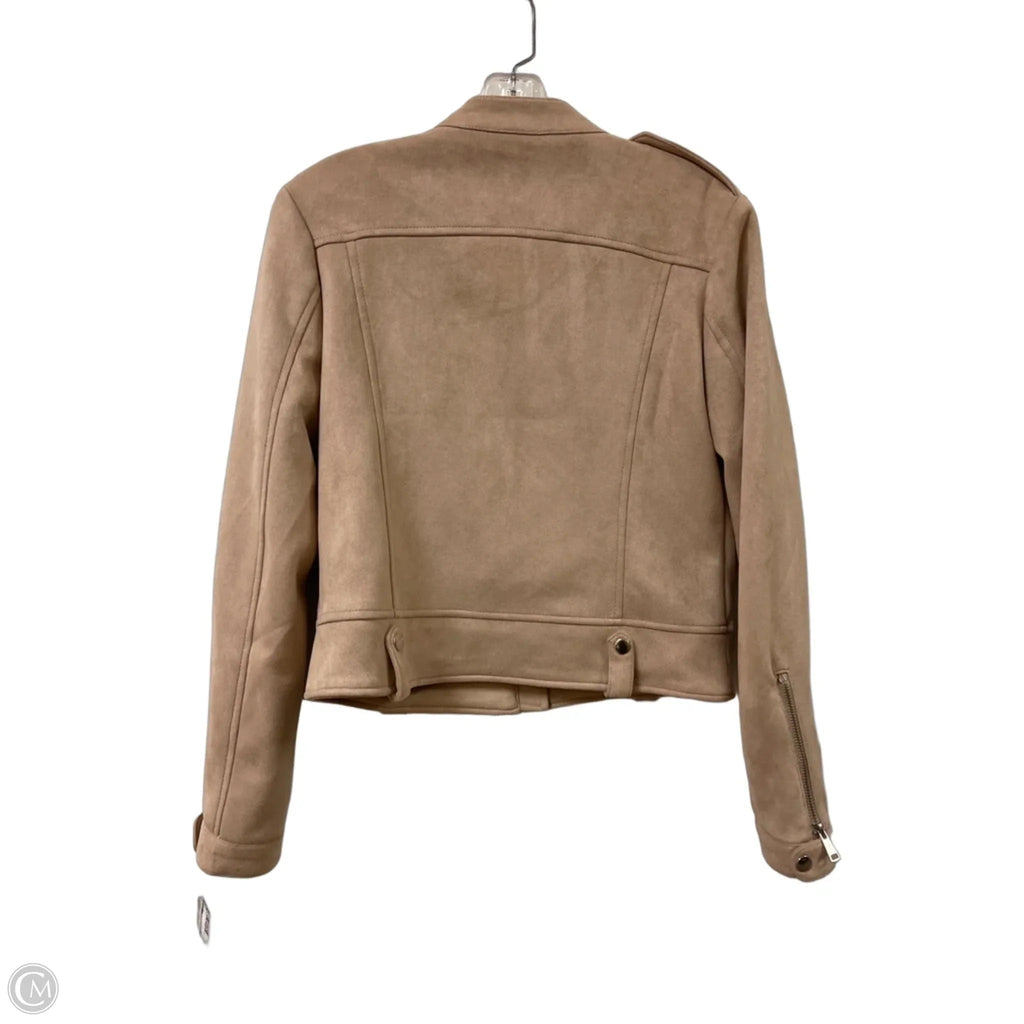 Jacket Moto By Clothes Mentor In Brown, Size: M