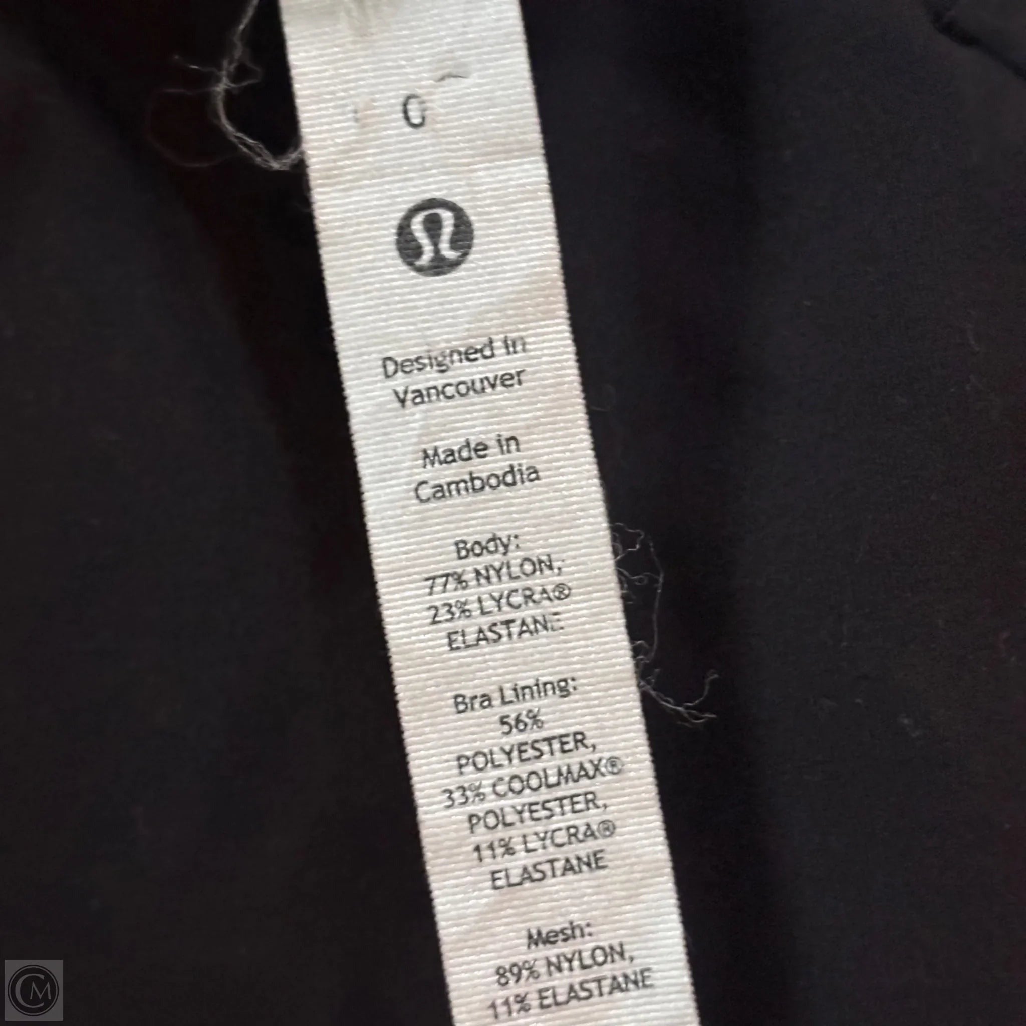 Athletic Bra By Lululemon In Black, Size: S
