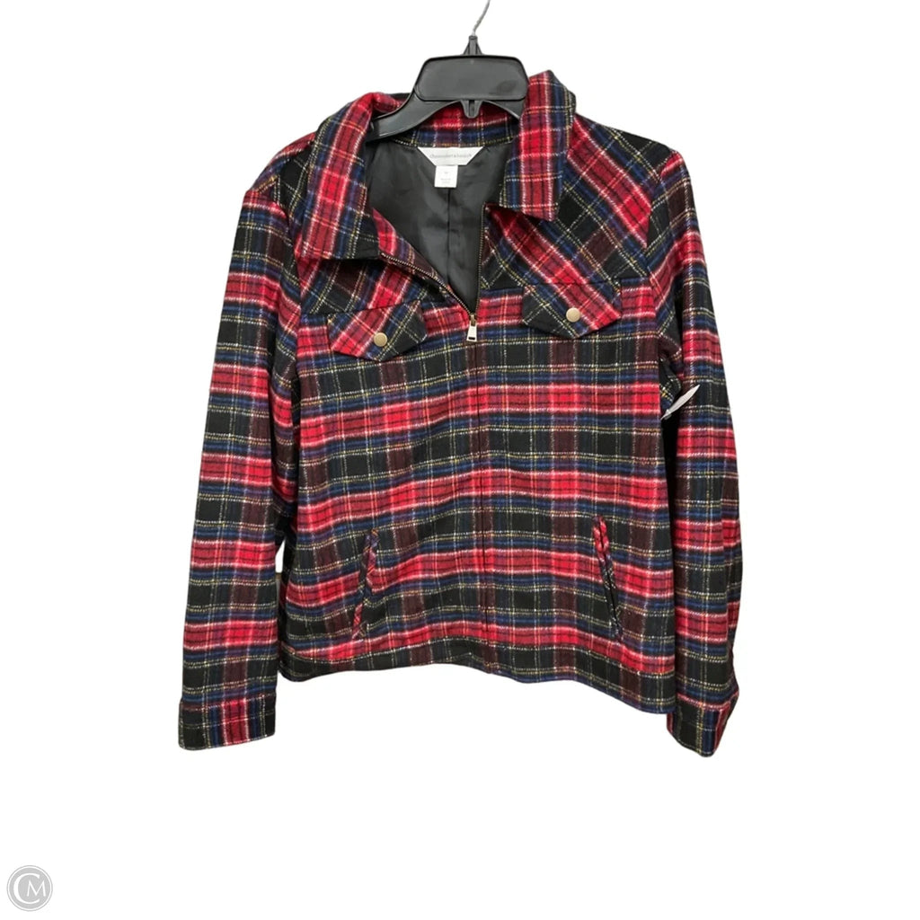 Jacket Shirt By Christopher And Banks In Plaid Pattern, Size: M
