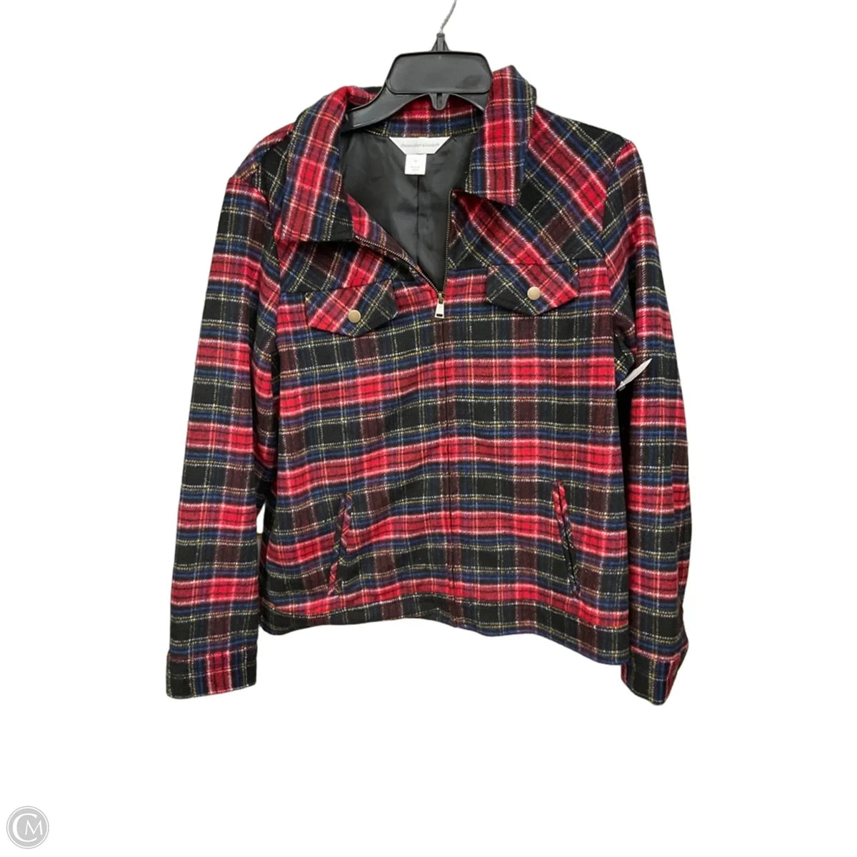 Jacket Shirt By Christopher And Banks In Plaid Pattern, Size: M
