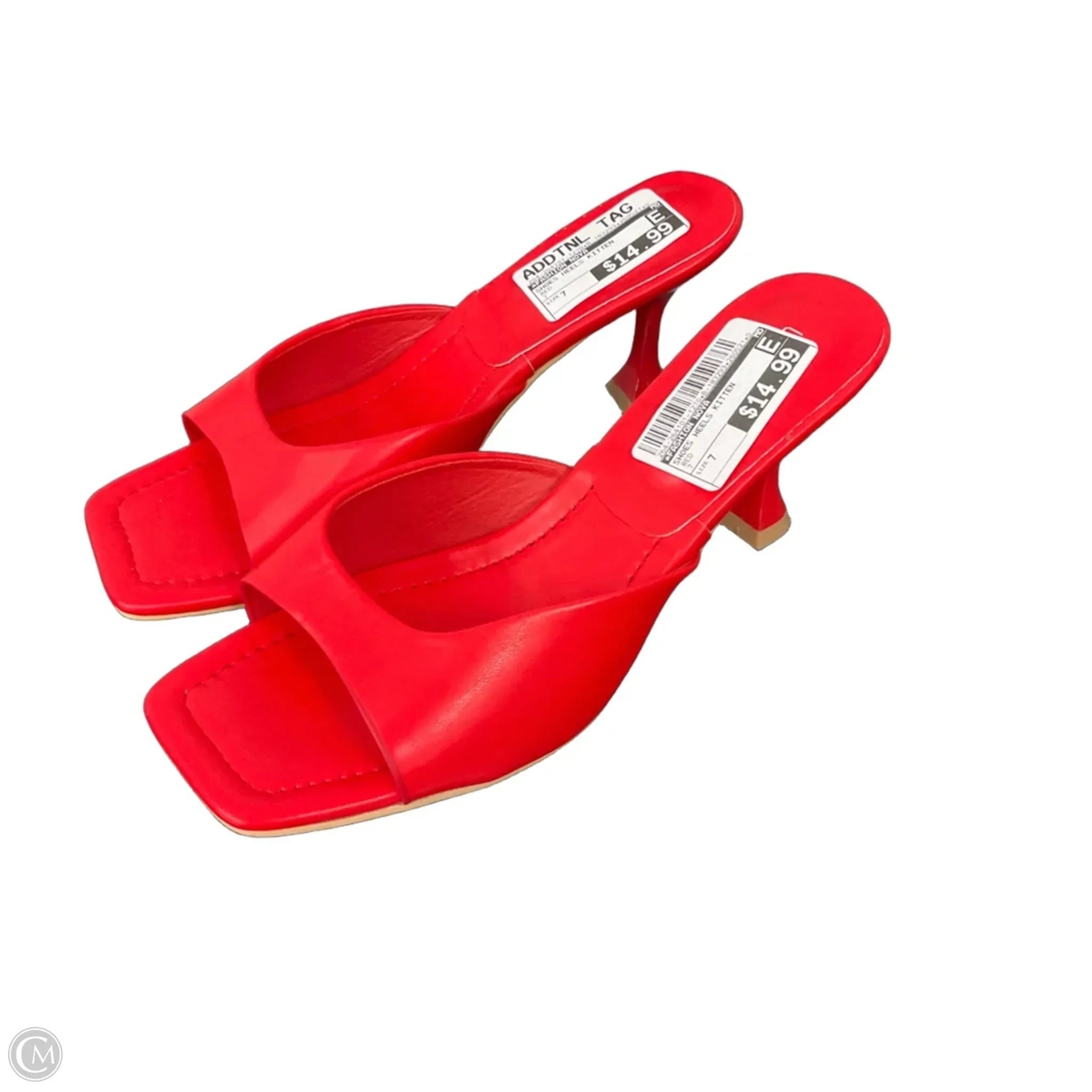Shoes Heels Kitten By Fashion Nova In Red, Size: 7