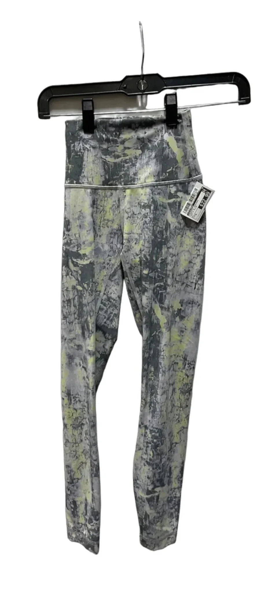 Athletic Leggings By Lululemon In Grey & Yellow, Size: 0