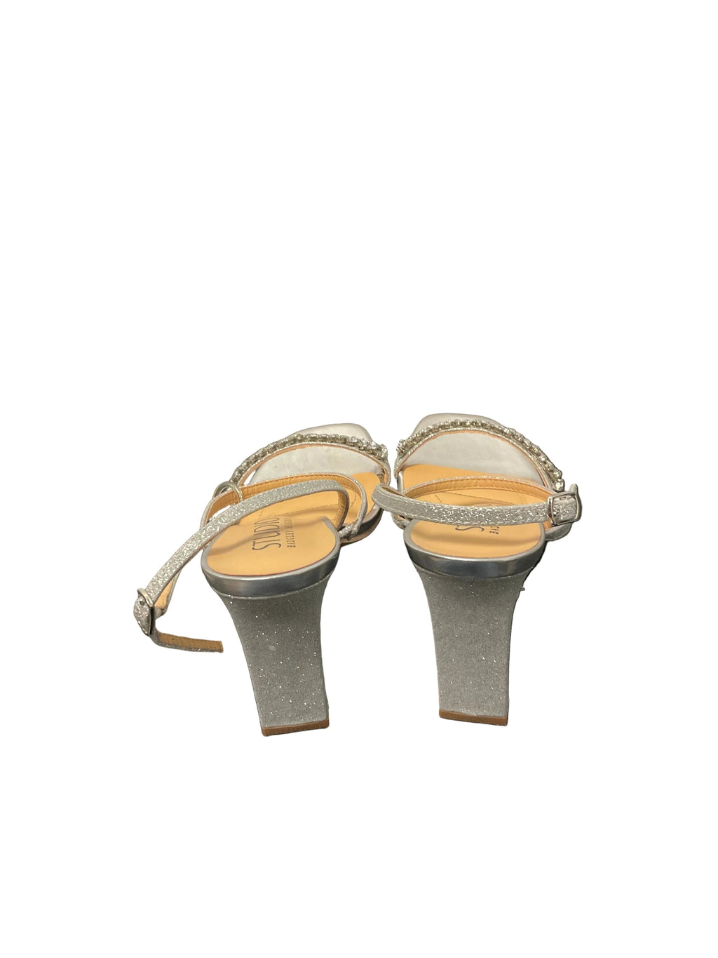 Shoes Heels Block By Badgley Mischka In Silver, Size: 8