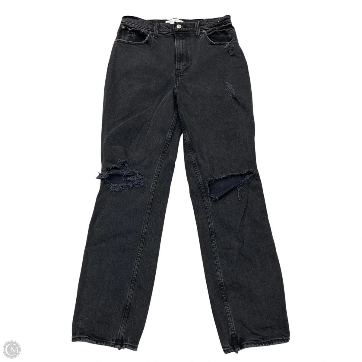 Jeans Straight By Abercrombie And Fitch In Black Denim, Size: 8