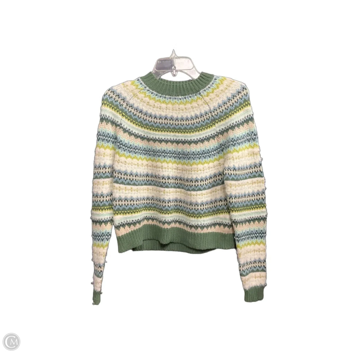 Sweater By American Eagle In Green & White, Size: Xs